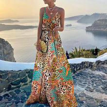 Load image into Gallery viewer, Sexy V Neck Spaghetti Strap Dress Printed Sleeveless