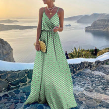 Load image into Gallery viewer, Sexy V Neck Spaghetti Strap Dress Printed Sleeveless
