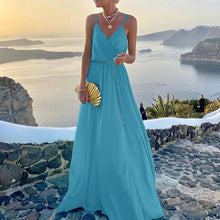 Load image into Gallery viewer, Sexy V Neck Spaghetti Strap Dress Printed Sleeveless