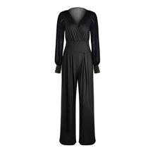 Load image into Gallery viewer, Women Sexy V neck Black Jumpsuit See through Mesh Patchwork Rompers