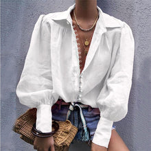 Load image into Gallery viewer, Buttons V Neck Turn down Collar Long Sleeve