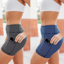 Load image into Gallery viewer, Women Short Ladies Summer Casual  Striped Push Up Fitness Skinny