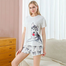 Load image into Gallery viewer, Women Sleepwear Cute Cartoon Print Short Set Pajamas Women Pyjama Suit