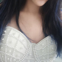 Load image into Gallery viewer, Women Sleeveless Crop Top Sexy Imitation Pearl Beaded Bustier