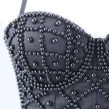 Load image into Gallery viewer, Women Sleeveless Crop Top Sexy Imitation Pearl Beaded Bustier