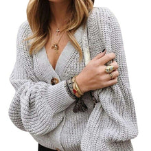 Load image into Gallery viewer, Solid Casual Sweater Oversize V Neck Knitted Cardigans