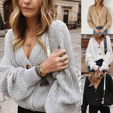 Load image into Gallery viewer, Solid Casual Sweater Oversize V Neck Knitted Cardigans