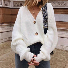 Load image into Gallery viewer, Solid Casual Sweater Oversize V Neck Knitted Cardigans