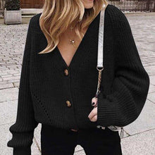 Load image into Gallery viewer, Women Solid Casual Sweater Oversize V Neck Knitted Cardigans - Sophornlilly