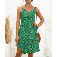 Load image into Gallery viewer, Spaghetti Strap V Neck Summer Dress Polka Dot Print Sashes Sexy