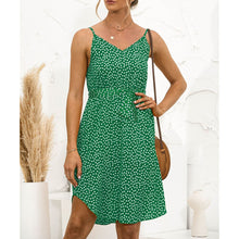 Load image into Gallery viewer, Spaghetti Strap V Neck Summer Dress Polka Dot Print Sashes Sexy