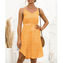 Load image into Gallery viewer, Spaghetti Strap V Neck Summer Dress Polka Dot Print Sashes Sexy