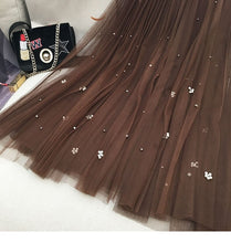Load image into Gallery viewer, Women Spring Beading Long Tulle Skirt Ladies Soft Mesh Pleated Skirt