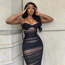 Load image into Gallery viewer, Women Strapless Hollow Out Ruched Bodycon Dress Summer Halter - Sophornlilly