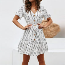 Load image into Gallery viewer, Summer Beach Chiffon Dress Casual Short Sleeve Polka Dot