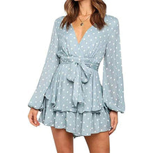Load image into Gallery viewer, Women Summer Blue Dreamy Jumpsuit Long Semi sheer Sleeves Cute Ruffle - Sophornlilly