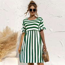 Load image into Gallery viewer, Summer Dress Cute Loose Striped Print Ruffles Sleeves