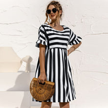 Load image into Gallery viewer, Summer Dress Cute Loose Striped Print Ruffles Sleeves