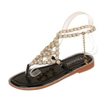 Load image into Gallery viewer, Women Summer Flat Bling Slippers Soft pearl sandals Female Flip Flops - Sophornlilly
