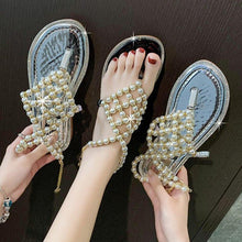 Load image into Gallery viewer, Women Summer Flat Bling Slippers Soft pearl sandals Female Flip Flops - Sophornlilly