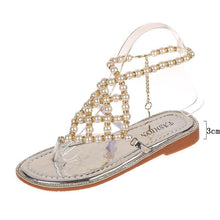 Load image into Gallery viewer, Women Summer Flat Bling Slippers Soft pearl sandals Female Flip Flops - Sophornlilly