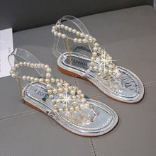 Load image into Gallery viewer, Women Summer Flat Bling Slippers Soft pearl sandals Female Flip Flops - Sophornlilly