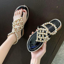 Load image into Gallery viewer, Women Summer Flat Bling Slippers Soft pearl sandals Female Flip Flops - Sophornlilly