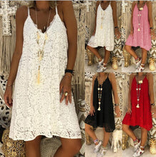 Load image into Gallery viewer, Women Summer Spaghetti Strap v neck lace A Line Button Down Casual - Sophornlilly