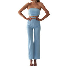 Load image into Gallery viewer, Women Summer Wrapped Chest Sleeveless Hollow Solid Casual Jumpsuit