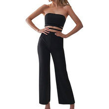 Load image into Gallery viewer, Women Summer Wrapped Chest Sleeveless Hollow Solid Casual Jumpsuit