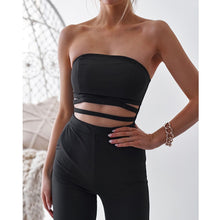 Load image into Gallery viewer, Women Summer Wrapped Chest Sleeveless Hollow Solid Casual Jumpsuit