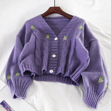 Load image into Gallery viewer, Women Sweater Knitted Cute Fashion Loose Sweater Spring Autumn V Neck - Sophornlilly