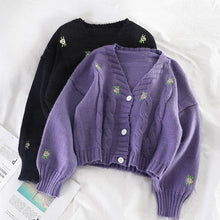 Load image into Gallery viewer, Women Sweater Knitted Cute Fashion Loose Sweater Spring Autumn V Neck - Sophornlilly