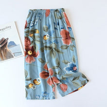 Load image into Gallery viewer, Women Thin Pajama Pants Rayon Print Elastic Waist Sleep Bottoms Summer