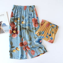 Load image into Gallery viewer, Women Thin Pajama Pants Rayon Print Elastic Waist Sleep Bottoms Summer