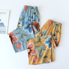 Load image into Gallery viewer, Women Thin Pajama Pants Rayon Print Elastic Waist Sleep Bottoms Summer