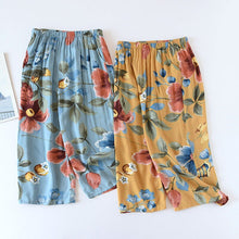 Load image into Gallery viewer, Women Thin Pajama Pants Rayon Print Elastic Waist Sleep Bottoms Summer