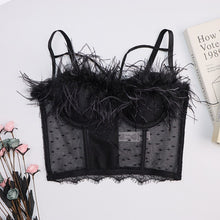 Load image into Gallery viewer, Women Tops Tee Crop Bodycon Lace Black  New Sexy Female Clothing