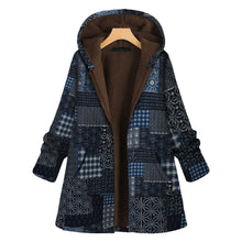 Load image into Gallery viewer, Women Vintage Flowers Print Fleece Hooded Long Sleeve Jacket