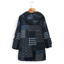 Load image into Gallery viewer, Women Vintage Flowers Print Fleece Hooded Long Sleeve Jacket