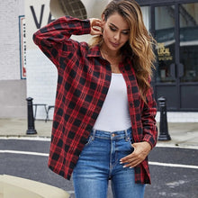 Load image into Gallery viewer, Women Vintage Stylish Plaid Shirt Coat Jacket Autumn Checked Long