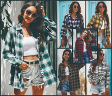 Load image into Gallery viewer, Women Vintage Stylish Plaid Shirt Coat Jacket Autumn Checked Long