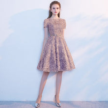 Load image into Gallery viewer, Women Wine Red Blue Gray Pink Short Evening Dresses Short Sleeve