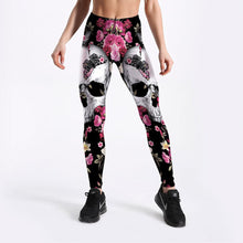 Load image into Gallery viewer, Women printed flower skull Workout Leggings Sexy Clothes Workout