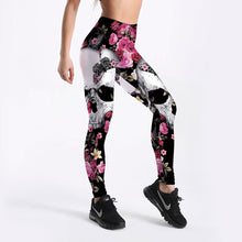 Load image into Gallery viewer, Women printed flower skull Workout Leggings Sexy Clothes Workout