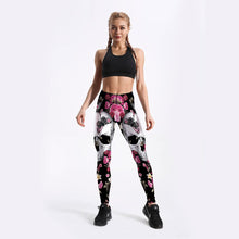 Load image into Gallery viewer, Women printed flower skull Workout Leggings Sexy Clothes Workout