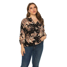 Load image into Gallery viewer, Long Sleeve V neck Floral Print Pullover Top Casual