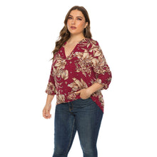 Load image into Gallery viewer, Long Sleeve V neck Floral Print Pullover Top Casual