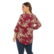 Load image into Gallery viewer, Long Sleeve V neck Floral Print Pullover Top Casual