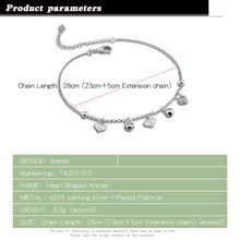 Load image into Gallery viewer, Genuine Sterling Silver Chain Heart Pendant Ankle Bracelet